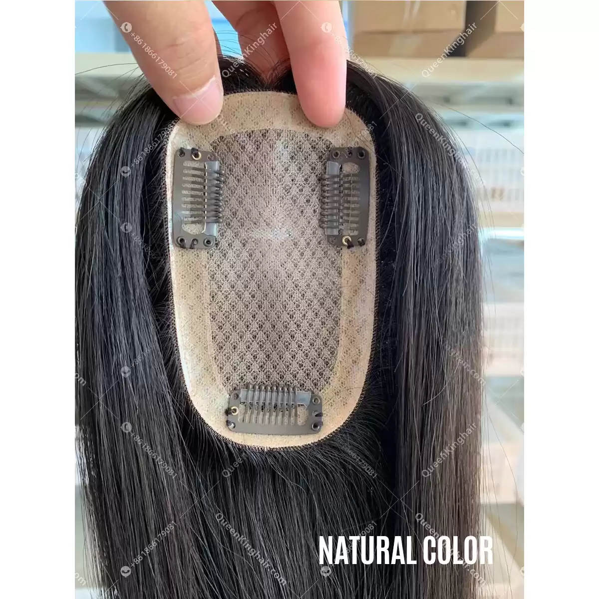 Virgin Hair Mono Base European Hair Topper Size 3"x5" Ready For Shipment