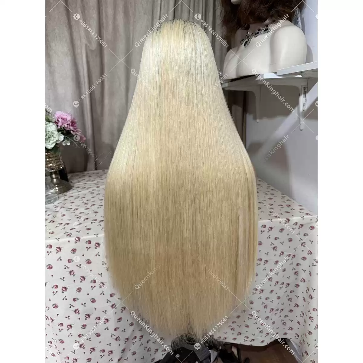 Double drawn virgin hair 13x6 transparent lace ombré 1B 613 blonde wig