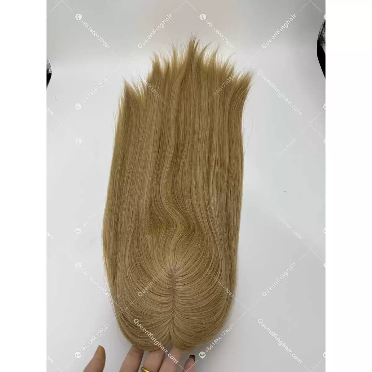 22 inches 6x6 with 4x4 silk base 150 grams double drawn virgin hair #18 blonde color