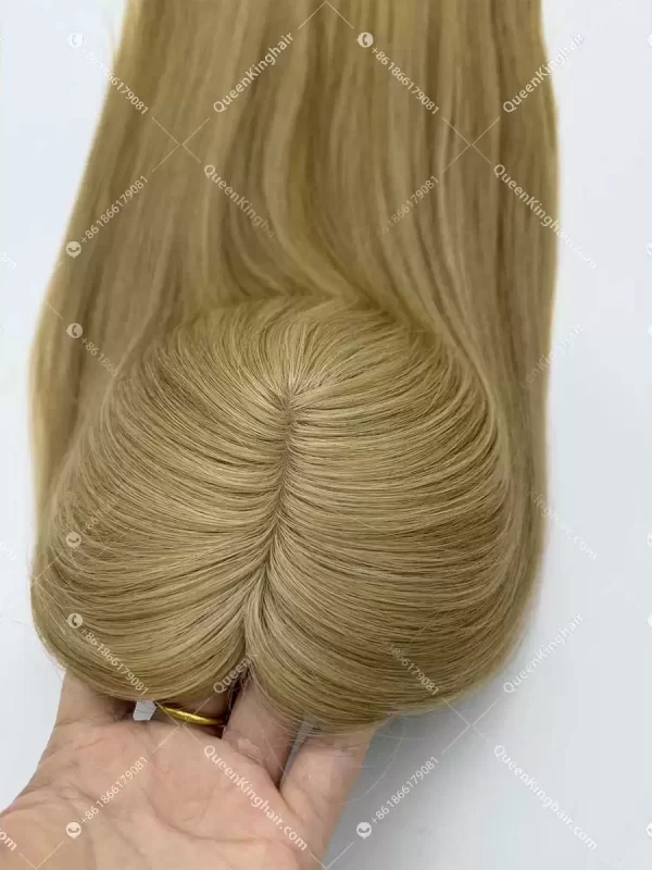 22 inches 6x6 with 4x4 silk base 150 grams double drawn virgin hair #18 blonde color