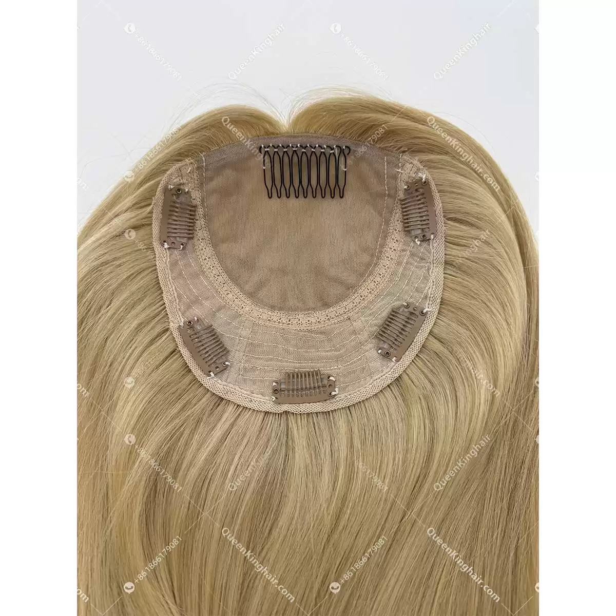 22 inches 6x6 with 4x4 silk base 150 grams double drawn virgin hair #18 blonde color