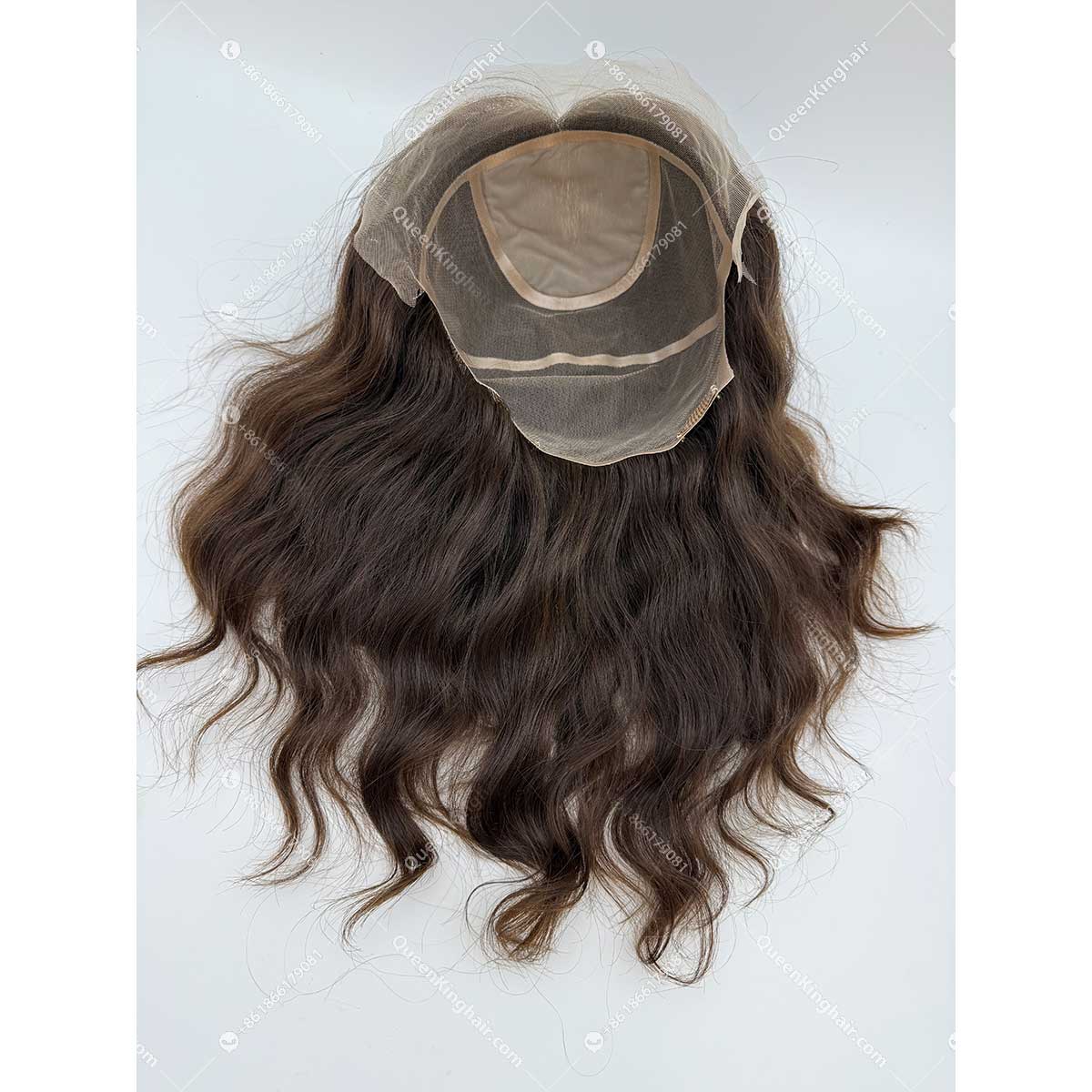 12 inches Russian virgin hair natural wave topper with 4x4 silk base