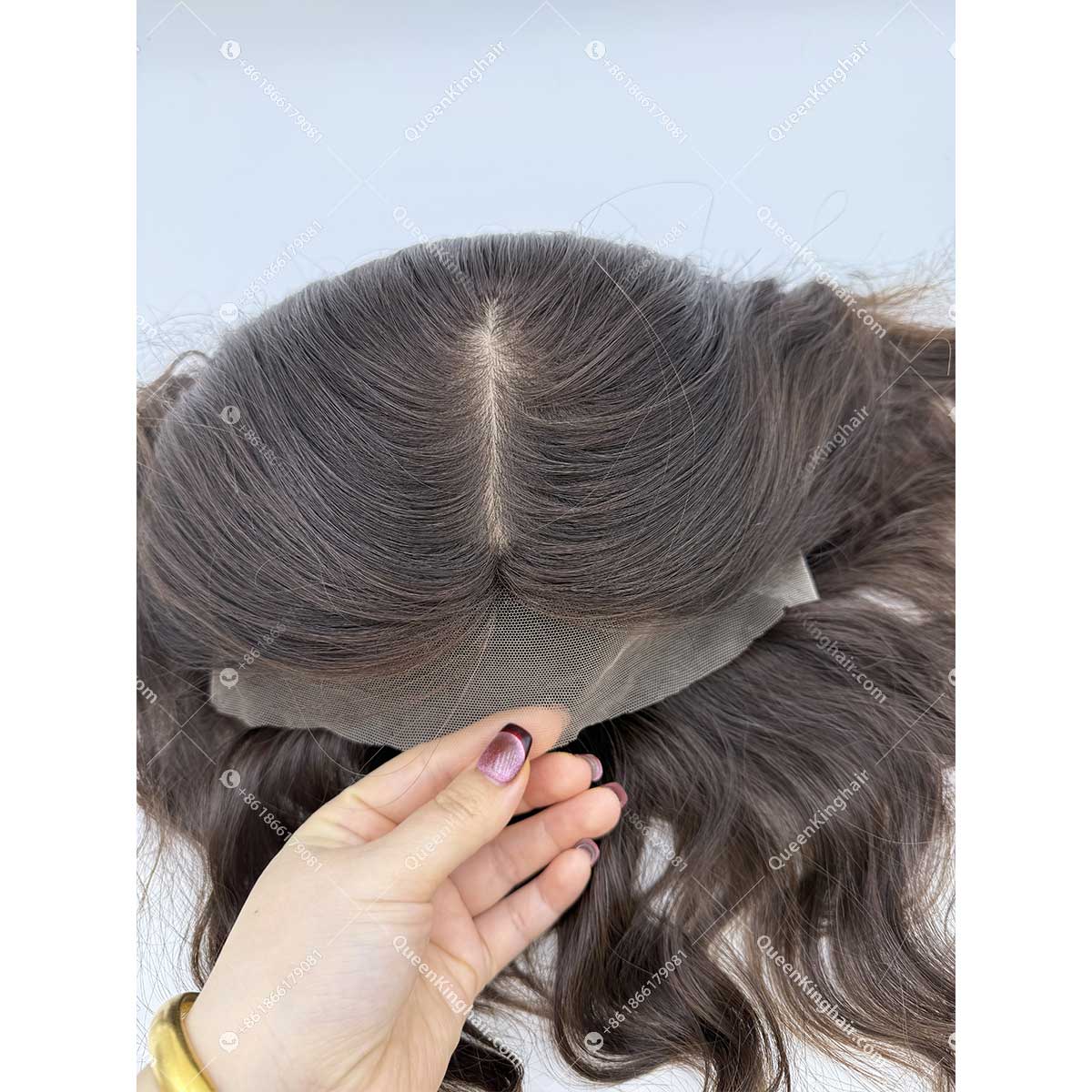 12 inches Russian virgin hair natural wave topper with 4x4 silk base