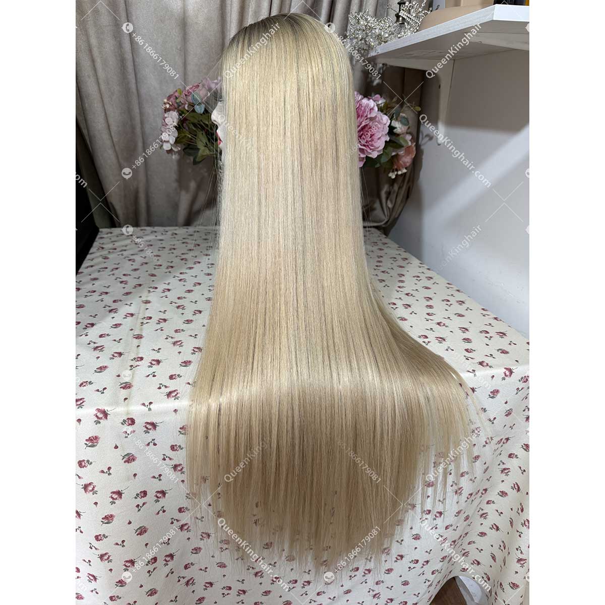 28 inches full Hd lace double drawn virgin hair ombré blonde ashy brown roots with blonde in front hairline 41