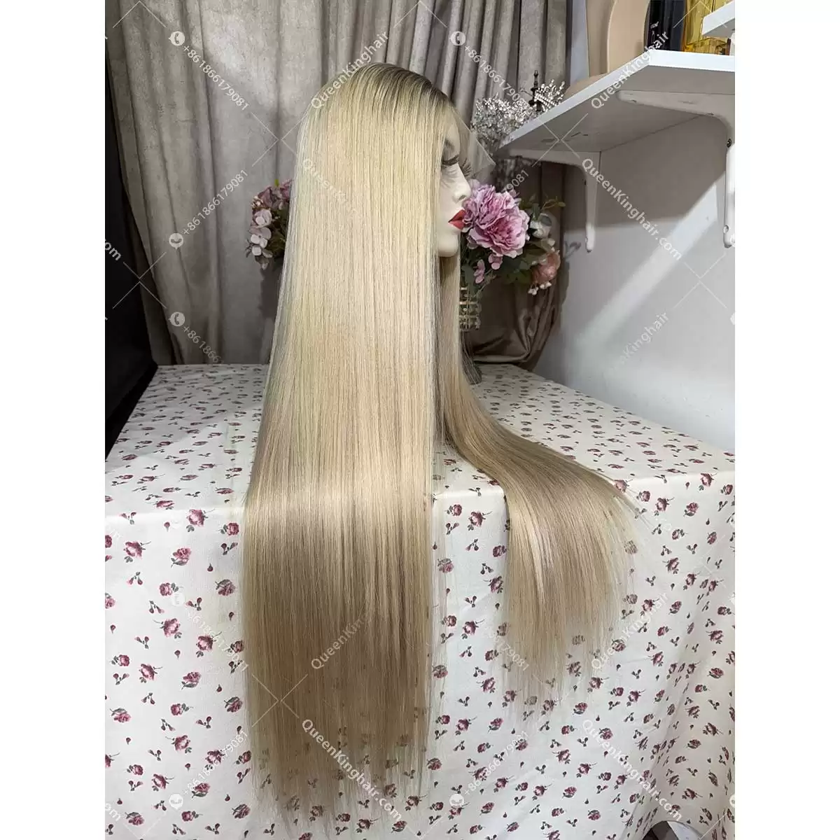 28 inches full Hd lace double drawn virgin hair ombré blonde ashy brown roots with blonde in front hairline 41