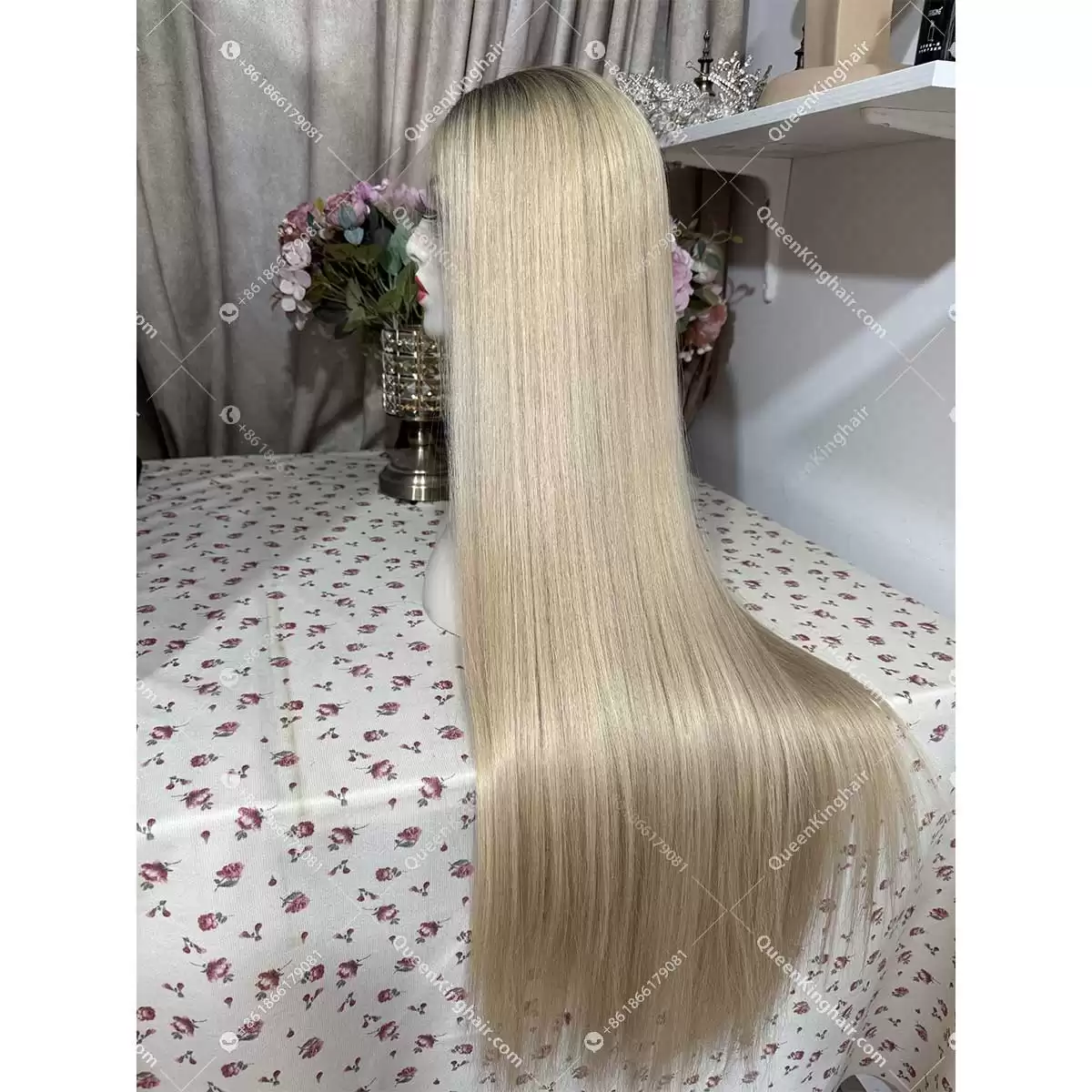 28 inches full Hd lace double drawn virgin hair ombré blonde ashy brown roots with blonde in front hairline 41