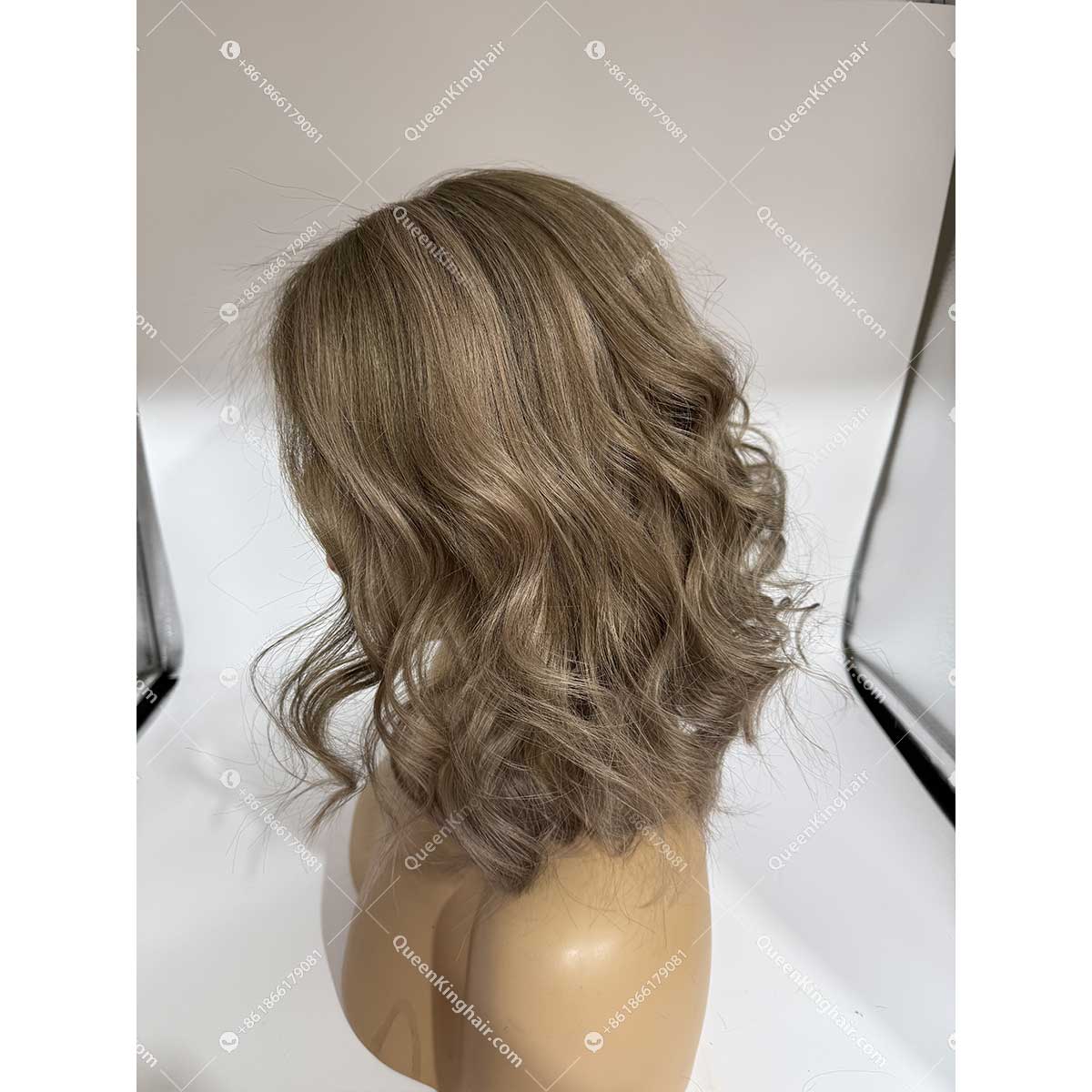 Luna Bob 13x6 transparent lace 150% density ashy brown roots with ashy brown and rose gold balayage