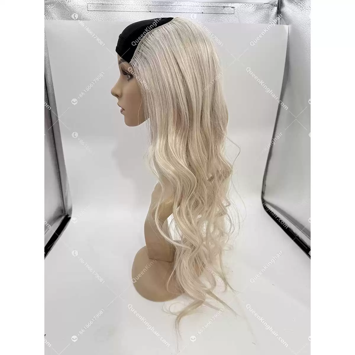 Remy hair hat wig white blonde wig