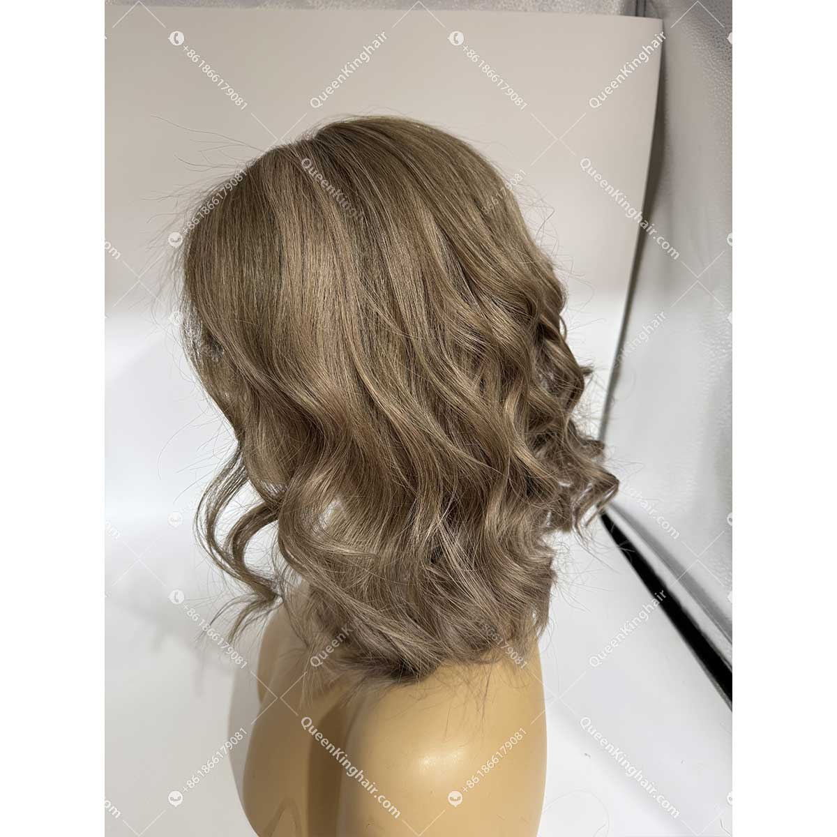 Luna Bob 13x6 transparent lace 150% density ashy brown roots with ashy brown and rose gold balayage