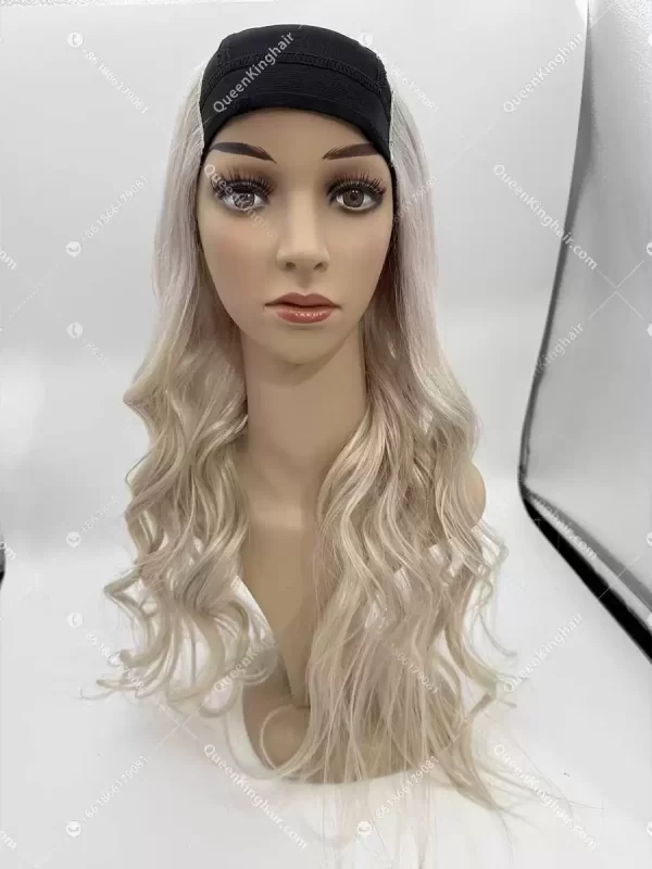 Remy hair hat wig white blonde wig