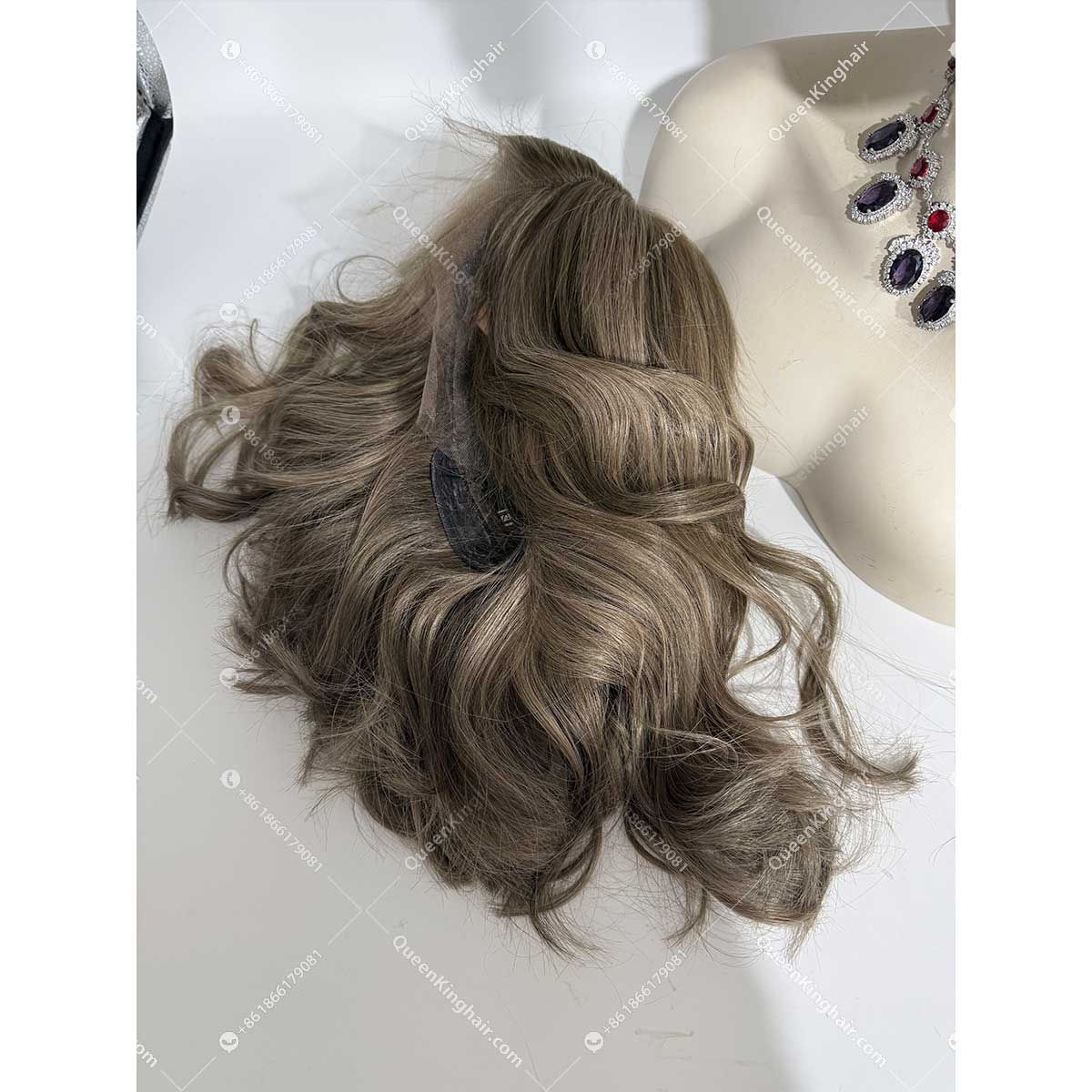 Luna Bob 13x6 transparent lace 150% density ashy brown roots with ashy brown and rose gold balayage
