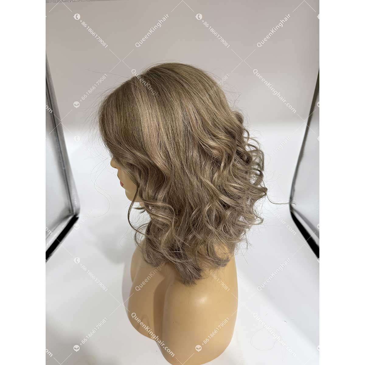 Luna Bob 13x6 transparent lace 150% density ashy brown roots with ashy brown and rose gold balayage