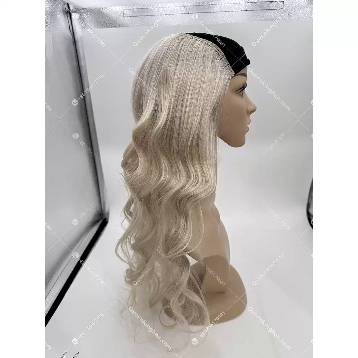 Remy hair hat wig white blonde wig