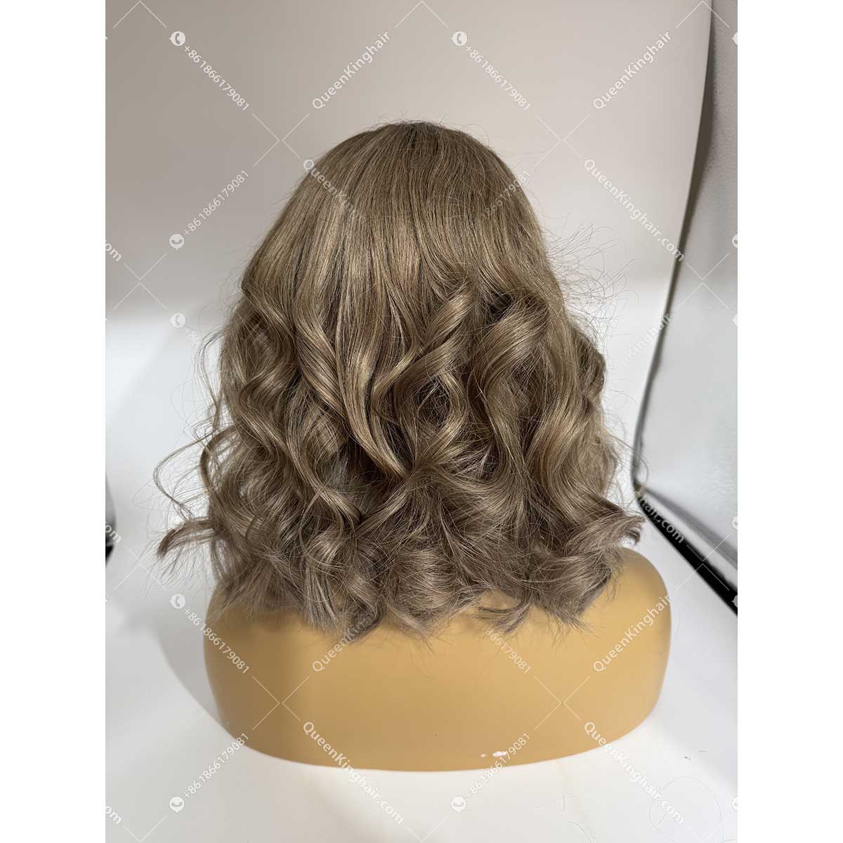 Luna Bob 13x6 transparent lace 150% density ashy brown roots with ashy brown and rose gold balayage
