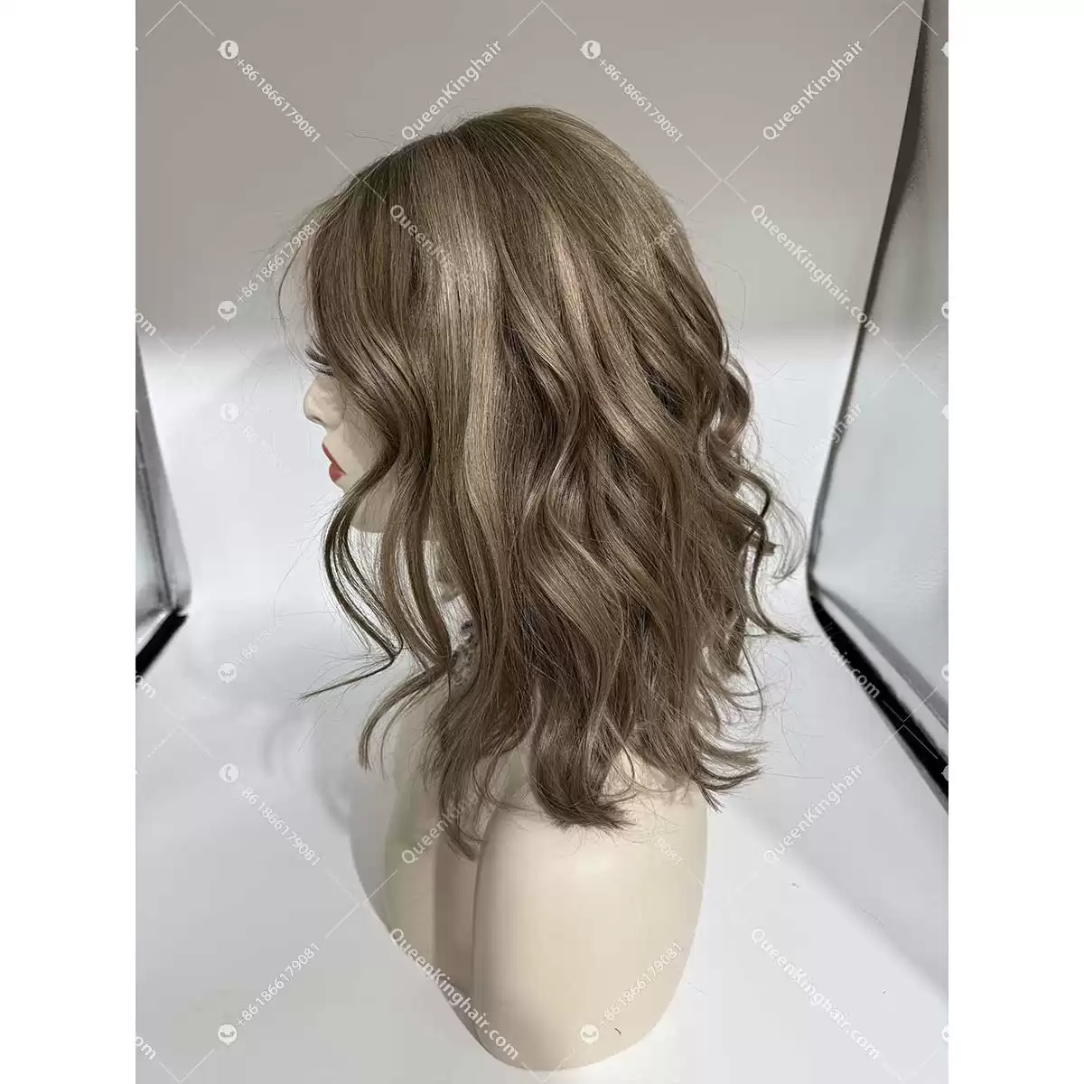 Luna Bob 13x6 transparent lace 150% density ashy brown roots with ashy brown and rose gold balayage