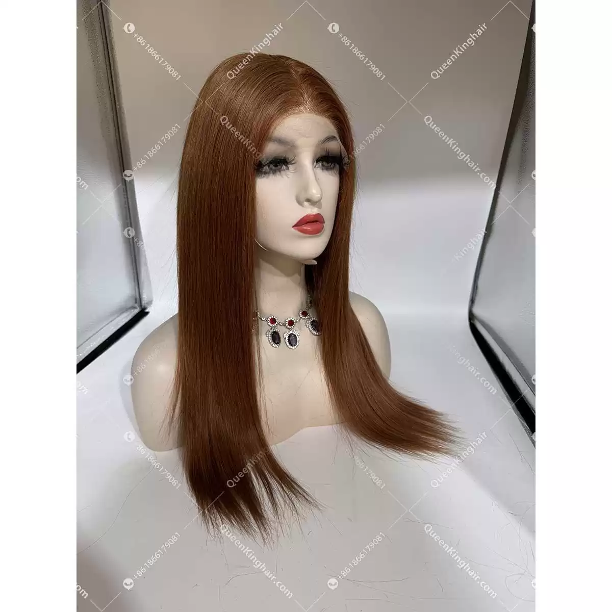 Ginger brown color 13x6 transparent lace wig 150% density remy hair