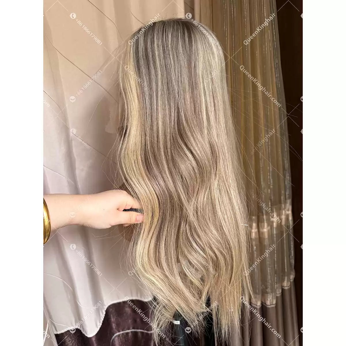 Ombré ashy color and blonde color balayage with money piece in the frontal European double drawn virgin hair wig 13x6