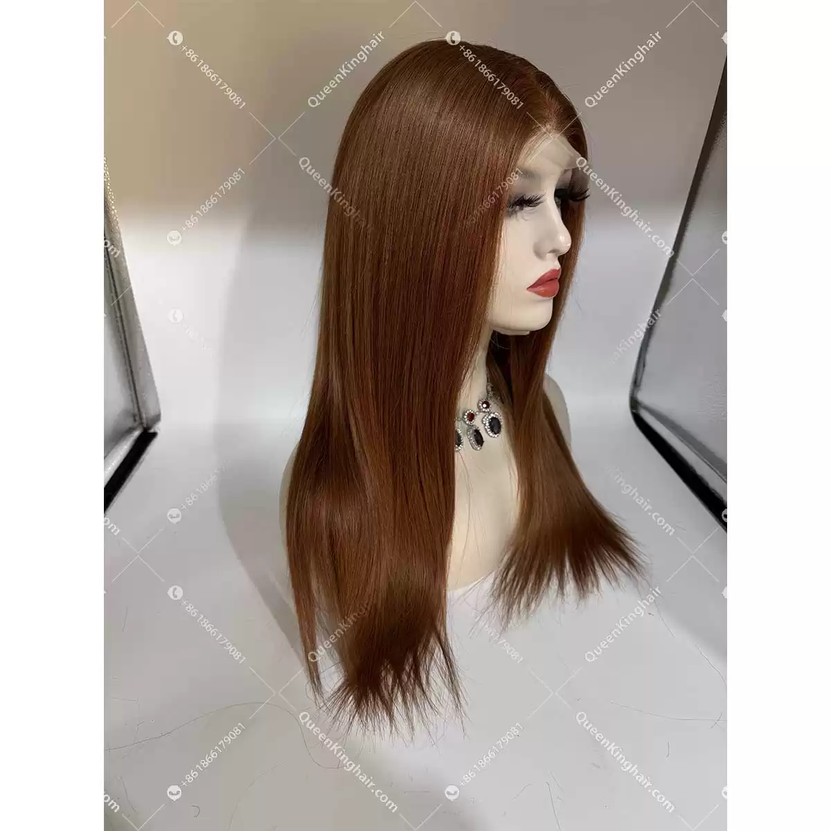 Ginger brown color 13x6 transparent lace wig 150% density remy hair