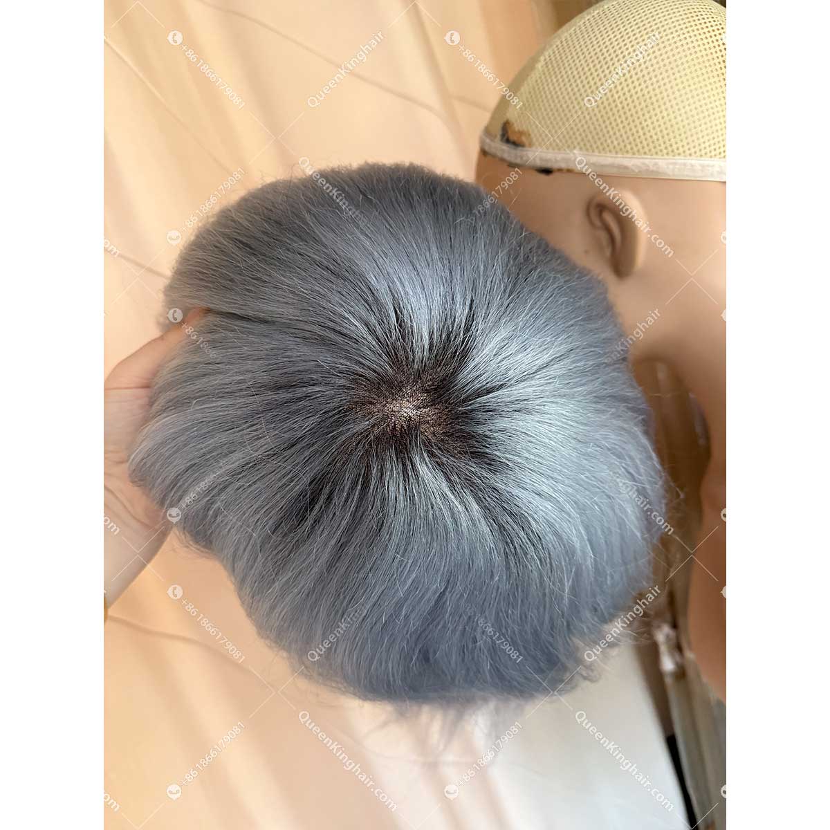 1B grey ombré hair 8×10 inches cut be cut into different sizes all Swiss lace base