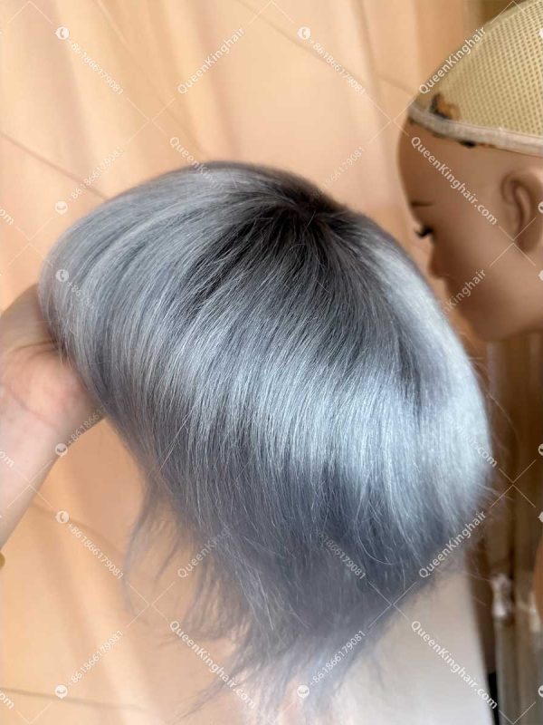 1B grey ombré hair 8×10 inches cut be cut into different sizes all Swiss lace base