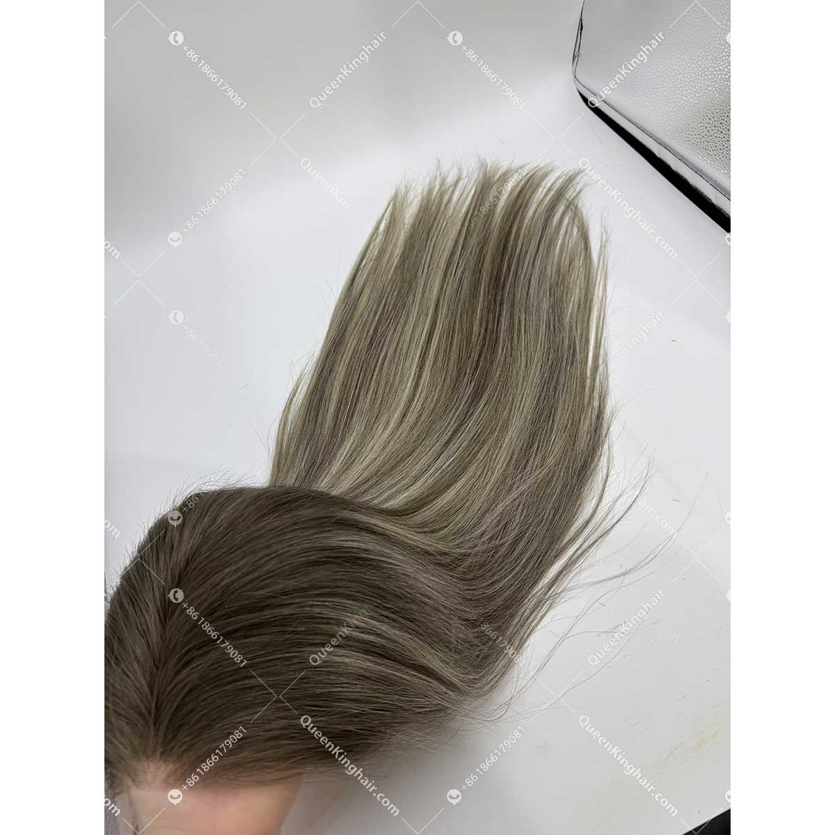 Jean ashy color long roots and ashy color and blonde balayage 13x6 transparent lace 150% density