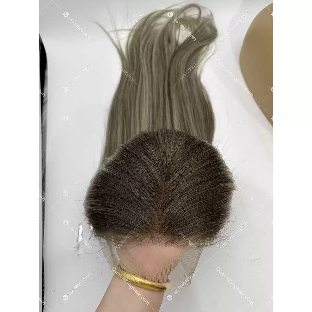Jean ashy color long roots and ashy color and blonde balayage 13x6 transparent lace 150% density