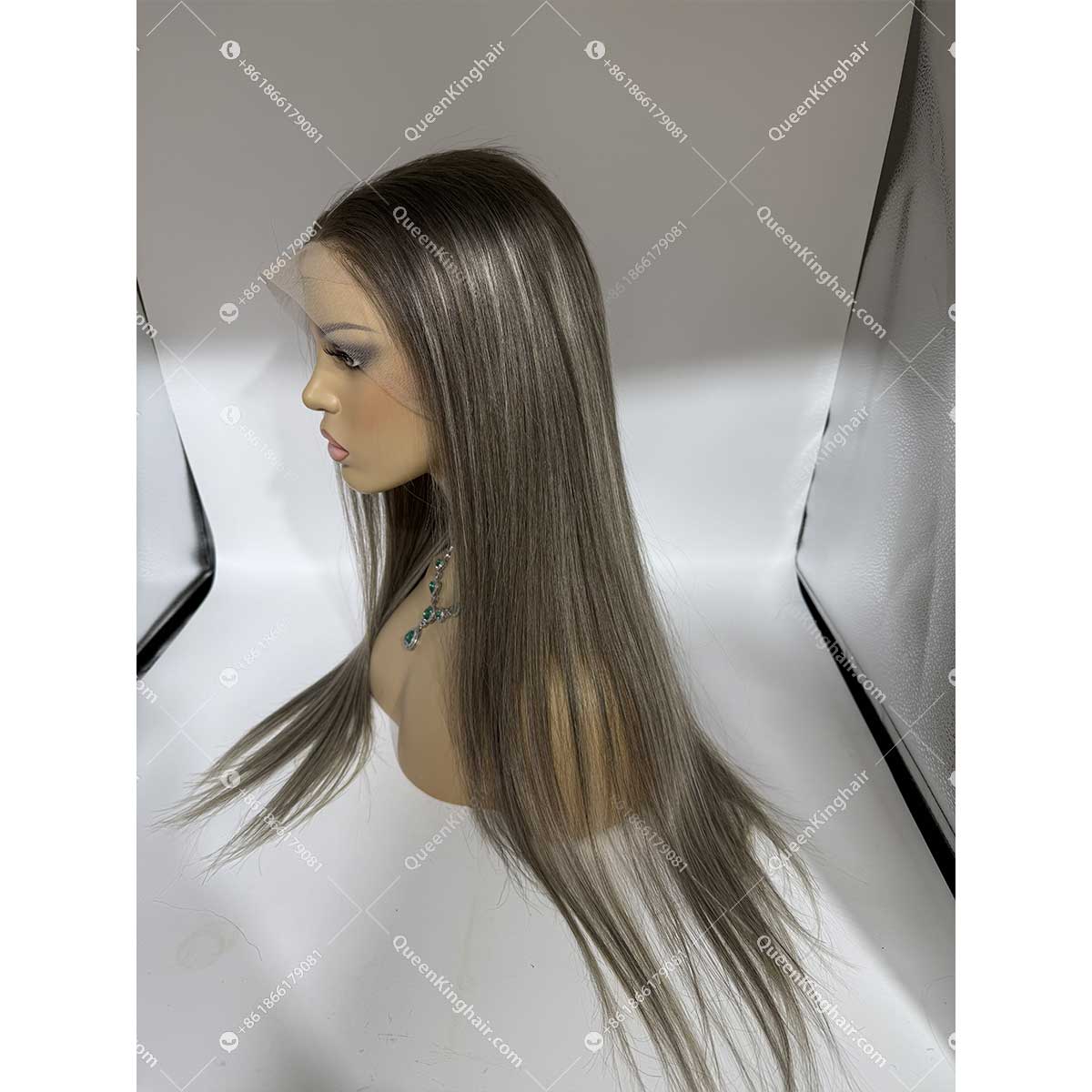 Jean ashy color long roots and ashy color and blonde balayage 13x6 transparent lace 150% density