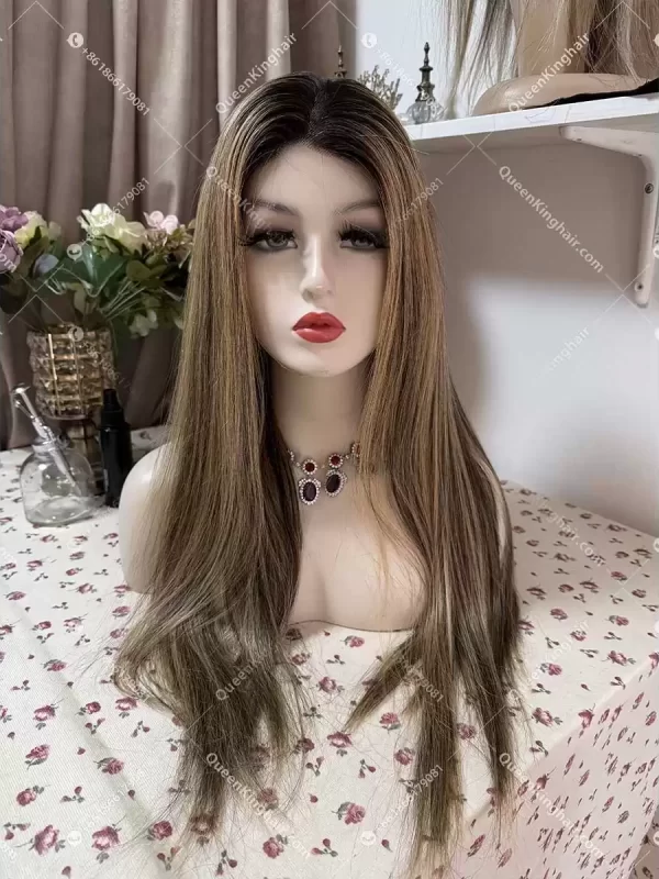 Ombré honey blonde and jet black highlights 13x6 150% density transparent lace