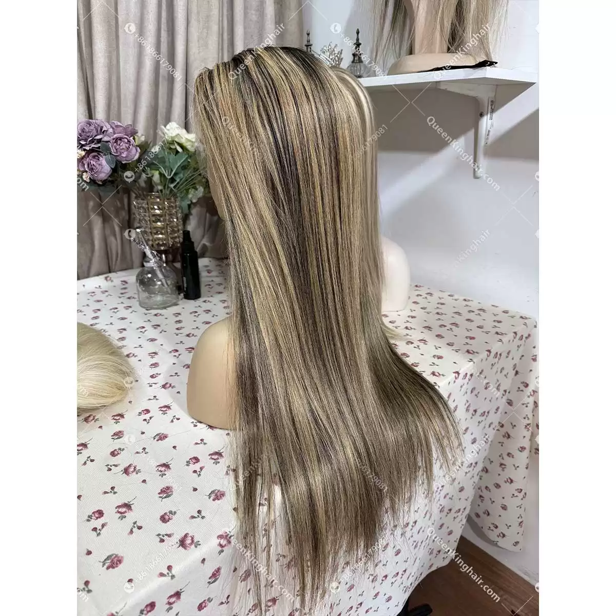 Ombré honey blonde and jet black highlights 13x6 150% density transparent lace