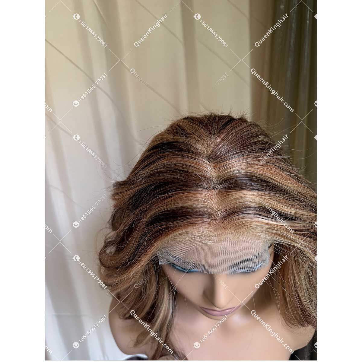 3 tones highlights color wigs remy hair 13x6 transparent lace 150% density 4/27/30