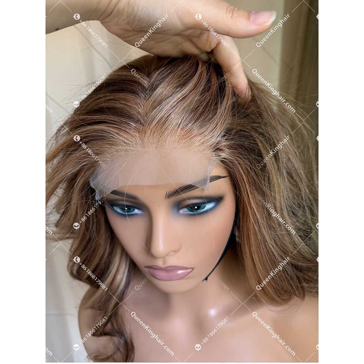 3 tones highlights color wigs remy hair 13x6 transparent lace 150% density 4/27/30