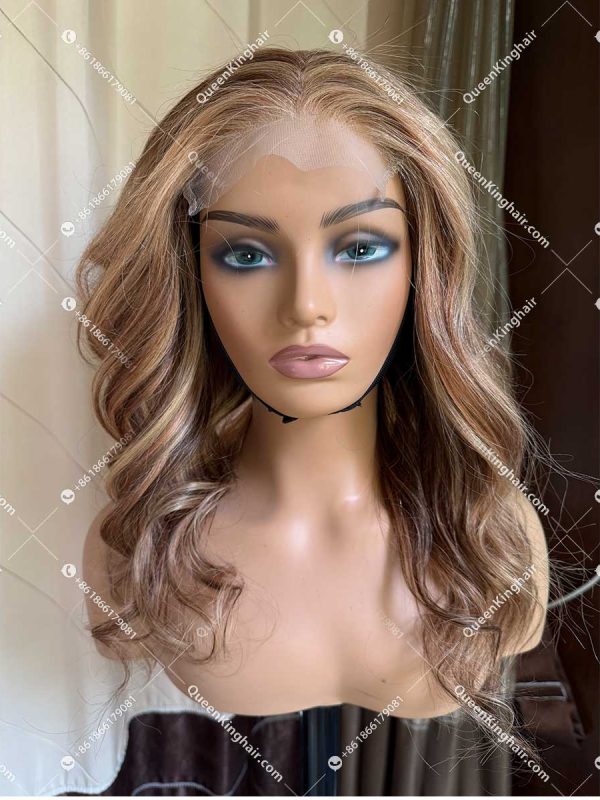 3 tones highlights color wigs remy hair 13x6 transparent lace 150% density 4/27/30