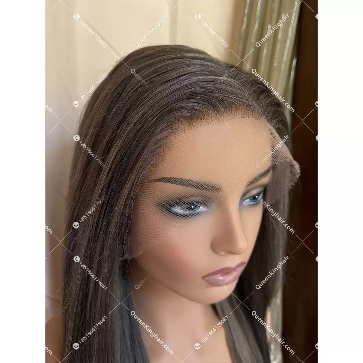 Brunette color 13x6 Hd lace remy hair 150% density wig dark brown as base color with some brown lowlights