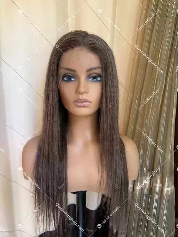 Brunette color 13x6 Hd lace remy hair 150% density wig dark brown as base color with some brown lowlights