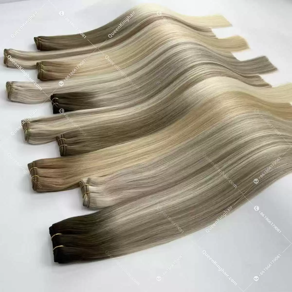 22" Virgin hair extension 100 grams balayage blonde color genius weft