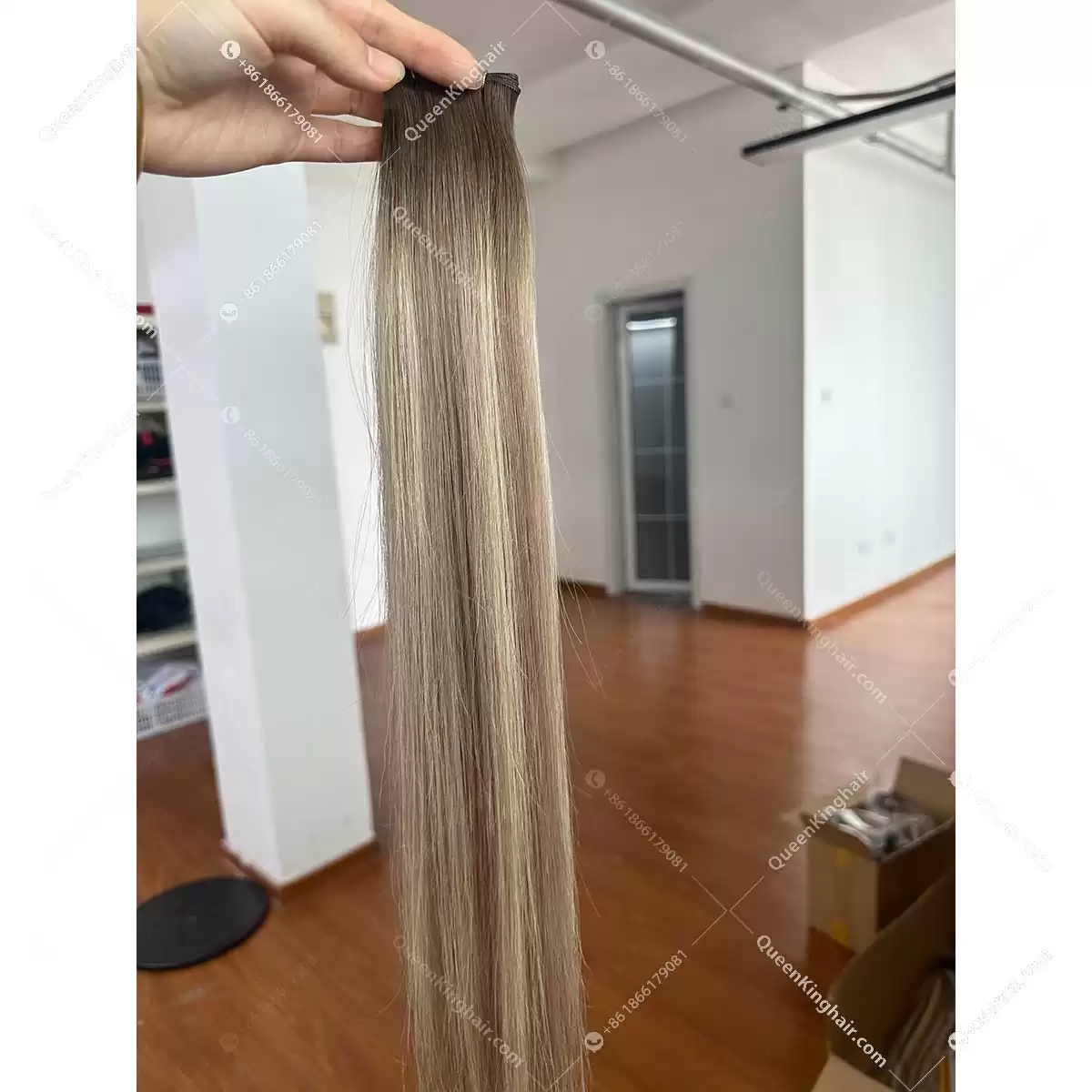 22" Virgin hair extension 100 grams balayage blonde color genius weft