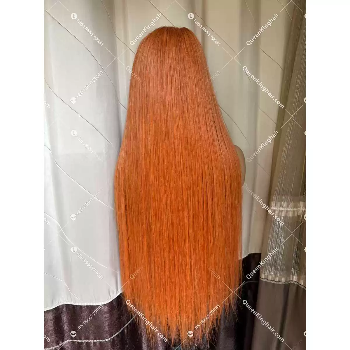30 inches 13x6 transparent lace 250% density Ginger color hair with bang