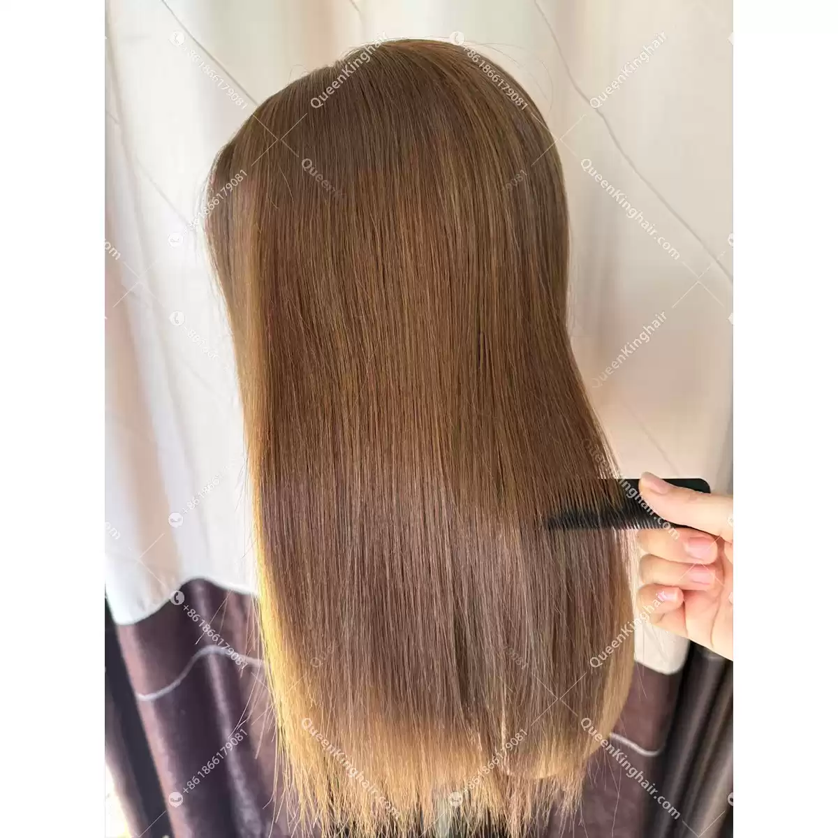 #4 brown hair medical wig virgin hair with 4x4 silk base
