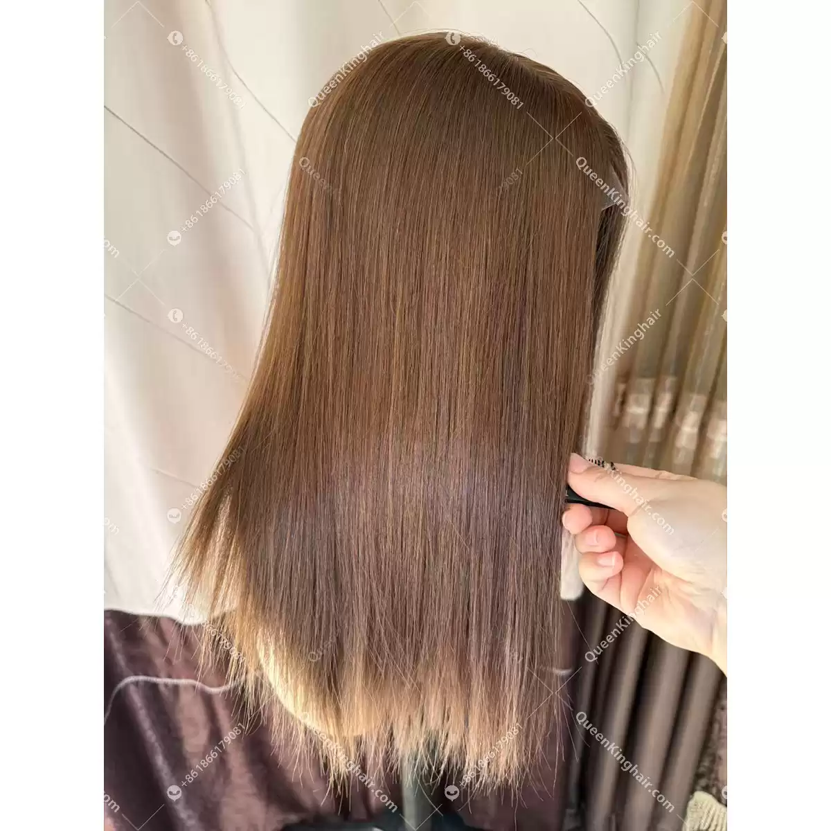 #4 brown hair medical wig virgin hair with 4x4 silk base