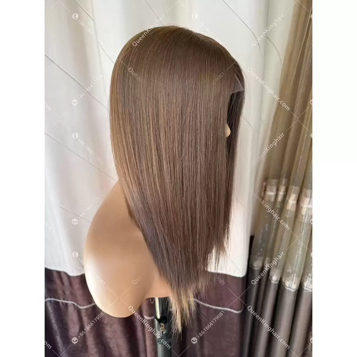 #4 brown hair medical wig virgin hair with 4x4 silk base