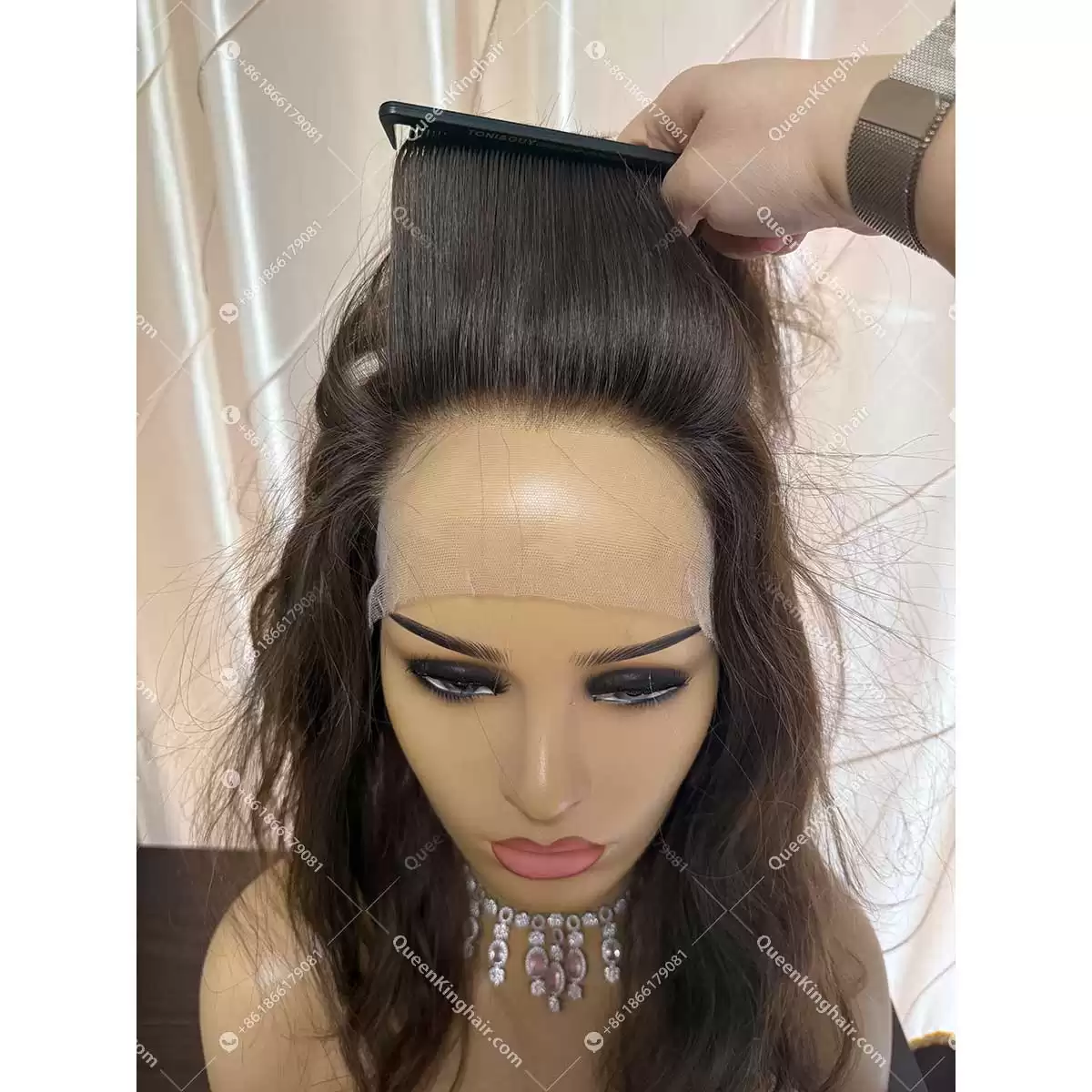 Russian hair natural color and texture medical wig all handmade ear to ear Hd lace with silk base invisible knots 12 to 16 inches