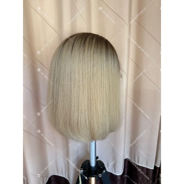 Ombré blonde color full lace wig transparent lace double drawn virgin hair wig