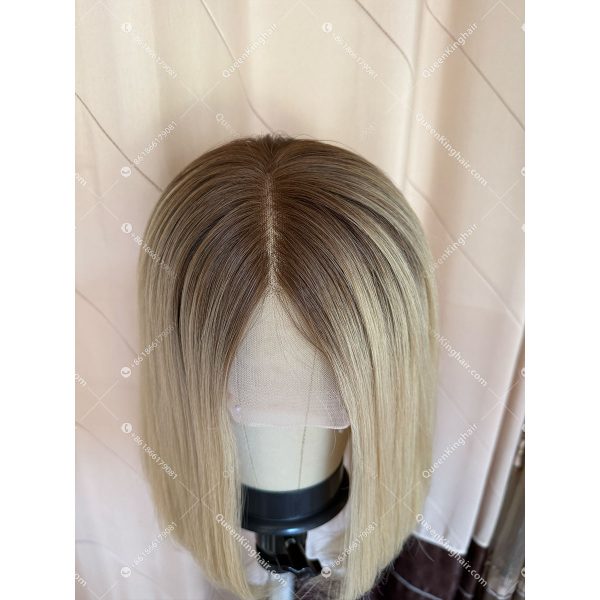 Ombré blonde color full lace wig transparent lace double drawn virgin hair wig