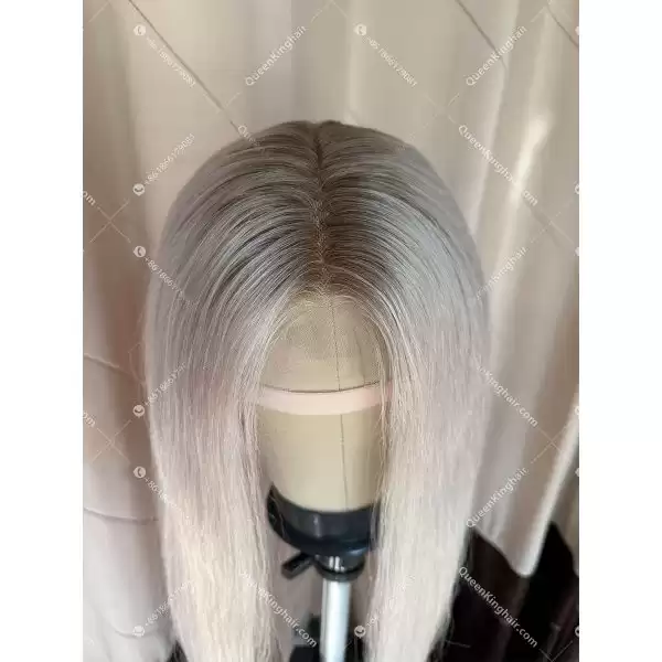 Ombré white blonde remy hair 13x6 150% density transparent lace