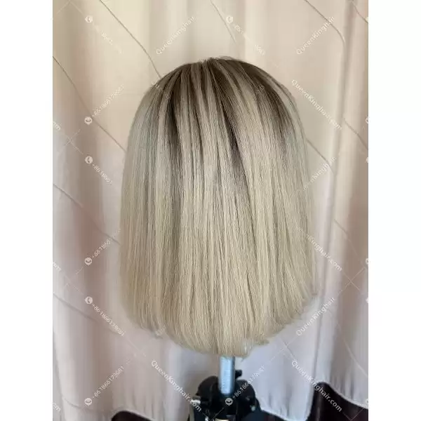 Ombré blonde color full lace wig transparent lace double drawn virgin hair wig