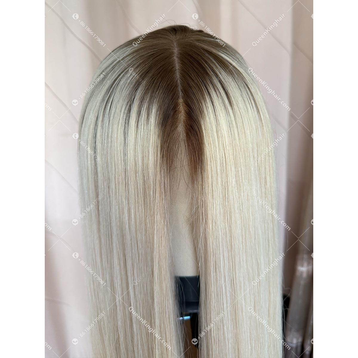 01 Invisible knots hd lace 13x6 lace front wig with 4x4 silk base ombre white blonde color double drawn virgin hair wig