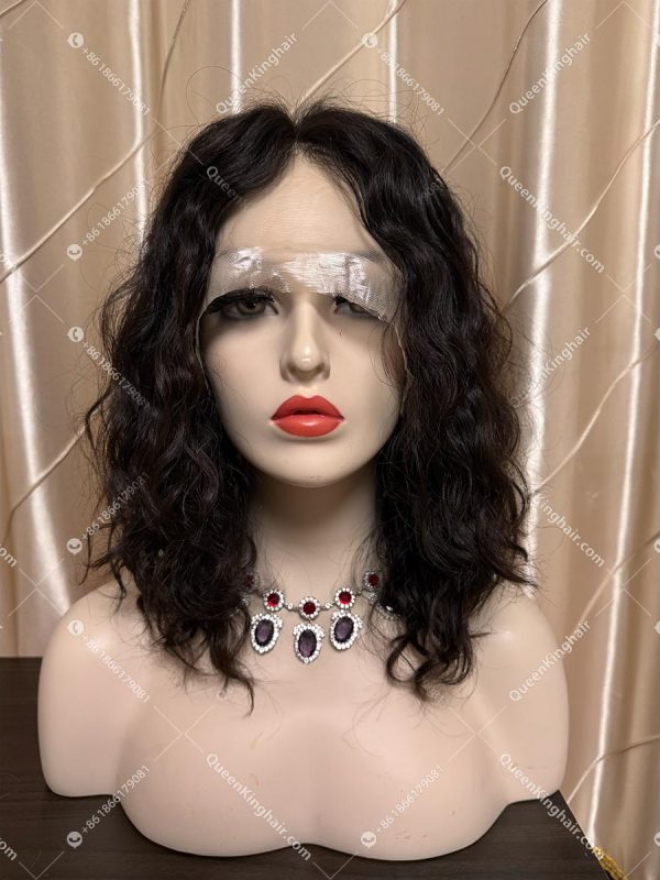 01 Curly hair 13x6 Transparent Lace Natural color double drawn virgin hair wig