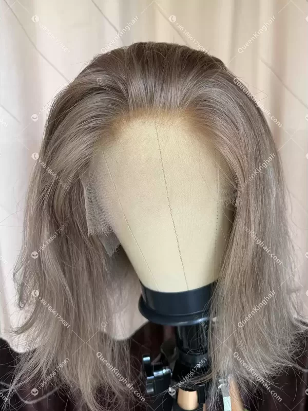 01 Invisible knots hd lace 13x6 lace front wig ashy blonde lowlight color double drawn virgin hair wig