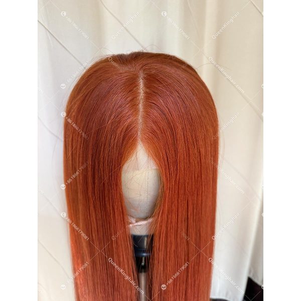 02 13x6 Transparent Lace #350 Ginger color double drawn virgin hair wig
