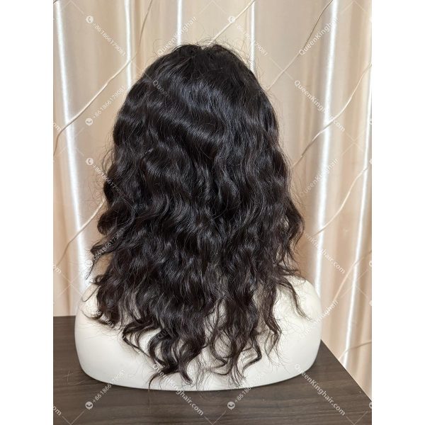 02 Curly hair 13x6 Transparent Lace Natural color double drawn virgin hair wig